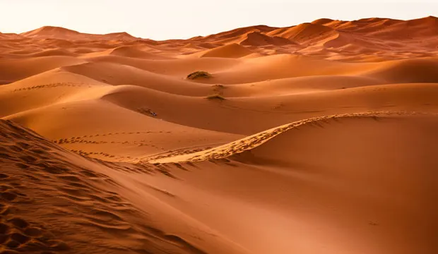 Coucher de soleil sur le désert de Merzouga