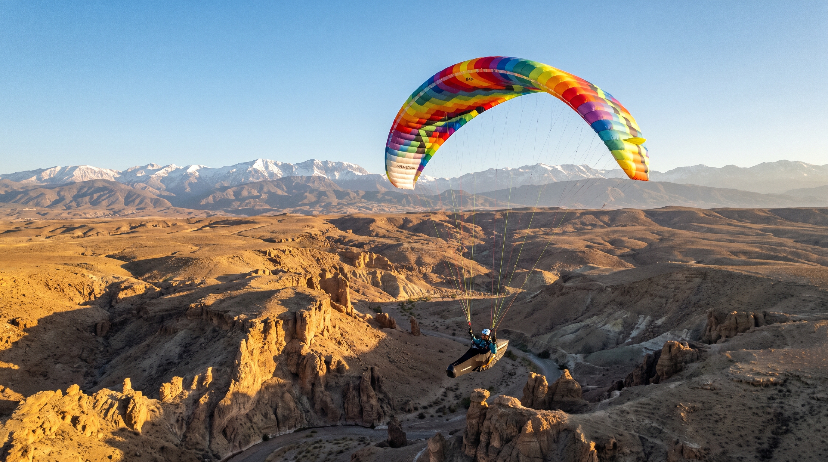 Parapente au-dessus de l'Atlas